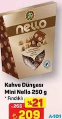 KAHVE DÜNYASI MİNİ NELLO FINDIKLI SÜTLÜ ÇİKOLATA 250 G